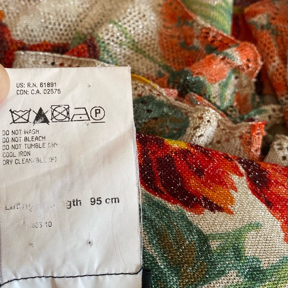 Escada Shimmer Poppy Floral Tiered Ruffle Dress V Neck Stretch - Picture 11 of 12